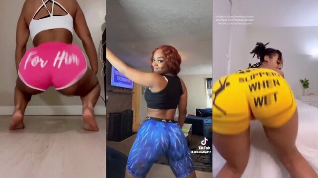 Sensual twerking and smoking in sexy shorts