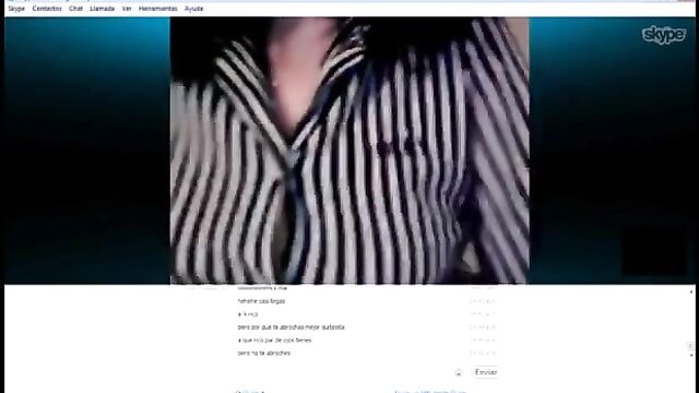 Spying for busty mature using webcam for masturbation on Skype