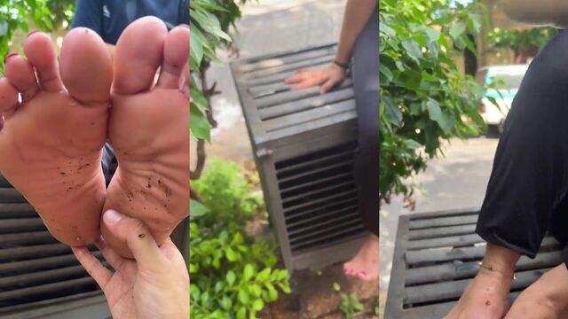 A man cum on the soles of feet of a sexy woman