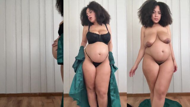 Thick pregnant ebony lady takes it hard and deep