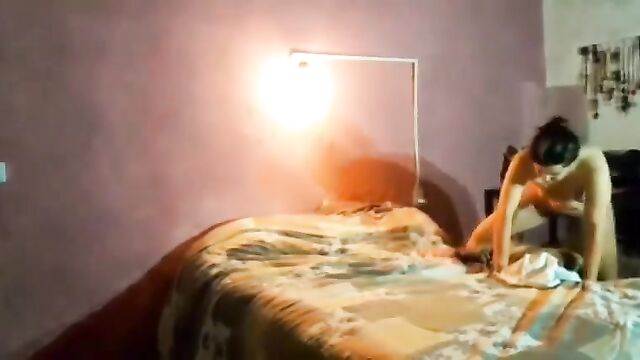 Hot Latina girl dancing naked on the bed