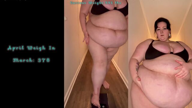 Ssbbw feedee gets her huge belly lotioned and stroked