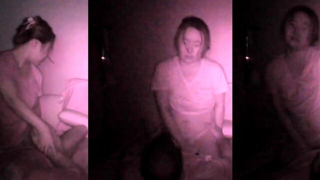 An Asian wife was caught in a compromising situation during a recording session