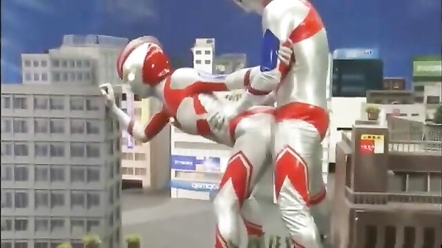 Superhero sex with Ultraman Sangap in doggystyle position