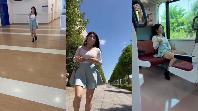A hot Japanese girl masturbating herself on the train is not acceptable!