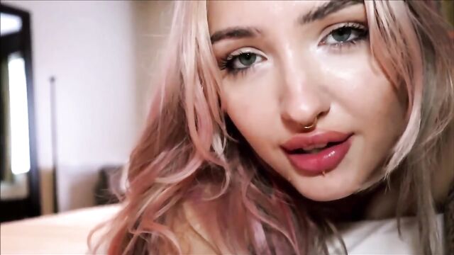 Submissive British piss slut gets her face covered with cum