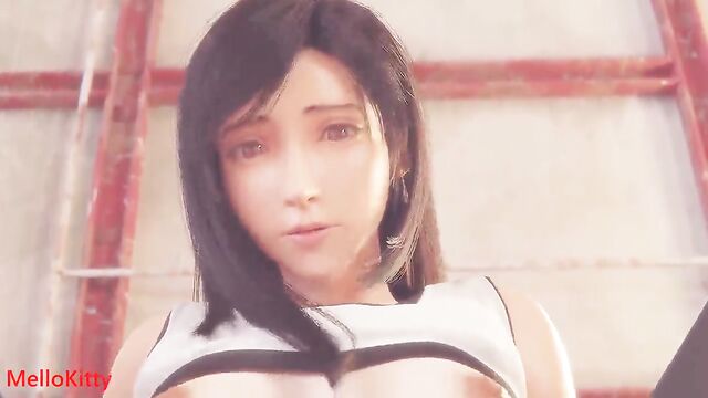 Tifa shows her hairy pussy and gives a nice ass slap in this steamy scene