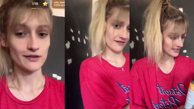 Hot blonde slut gives you a jerking instruction