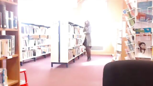 A girl was caught flashing her pussy in the public library
