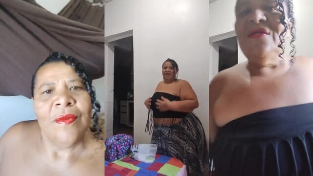 Fat granny gets her pussy wet with BBC in thongs