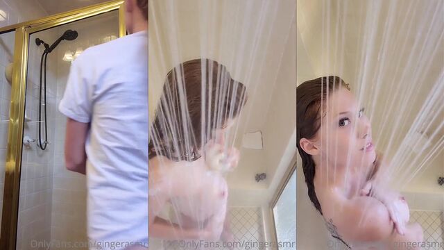 Ginger ASMR makes love in the shower after stripping naked