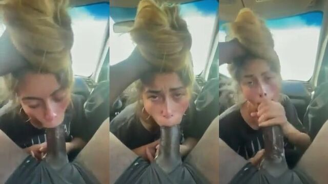 A girl was fucking with BBC in her car while her husband watched