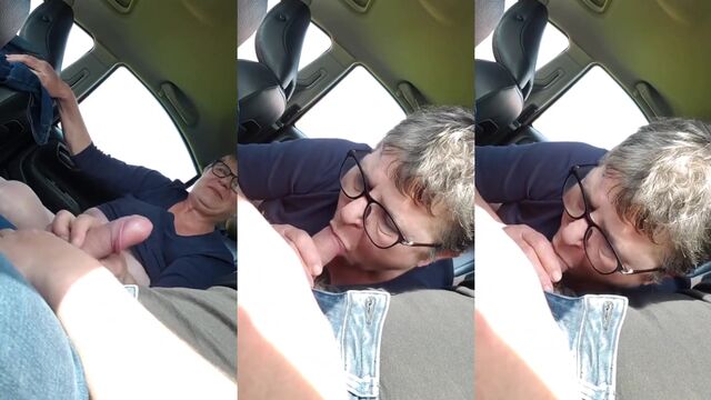 Mature woman sucks the dick of a young guy in this hot video