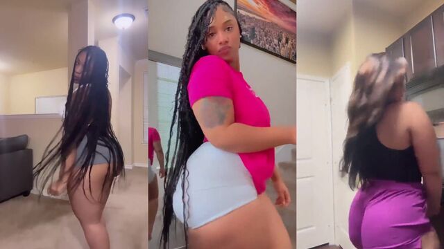 A fat black ass twerks and gets wet
