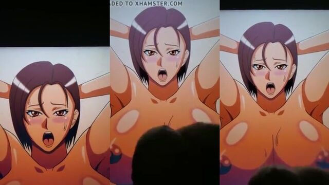 A man masturbates and comes while watching a hentai mother figure