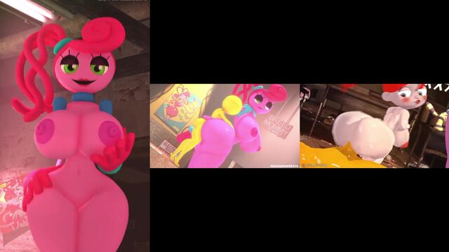 Huggy Wuggy action with Mommy Long Legs Poppy in 3D