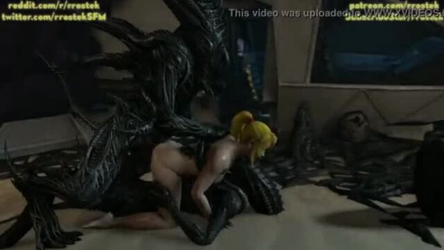 Самус Аран на странной чужой планете трахается с ксеноморфами хардкорной 3D-анимацией 18+.