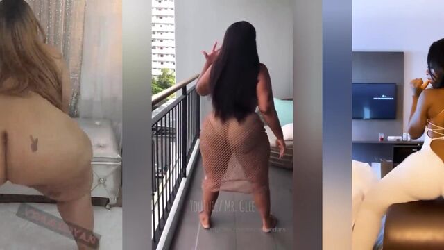 Thick ebony chick twerks and strips in a cute onesie, damn hot!