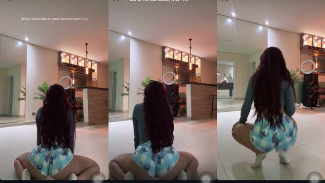 A hot young woman is dancing funky without any clothes