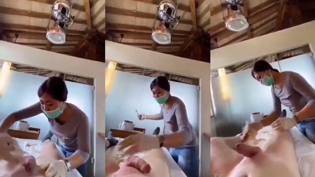 A guy exposed his dick to the Asian wax woman, but she didn’t react
