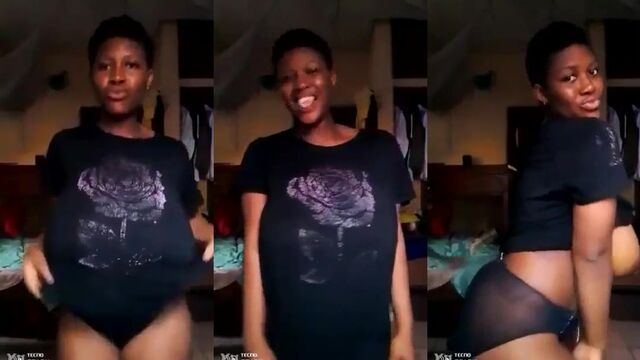 African ebony teen with big boobs bouncing on the kitchen