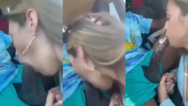 She sucks his dick and swallows every drop