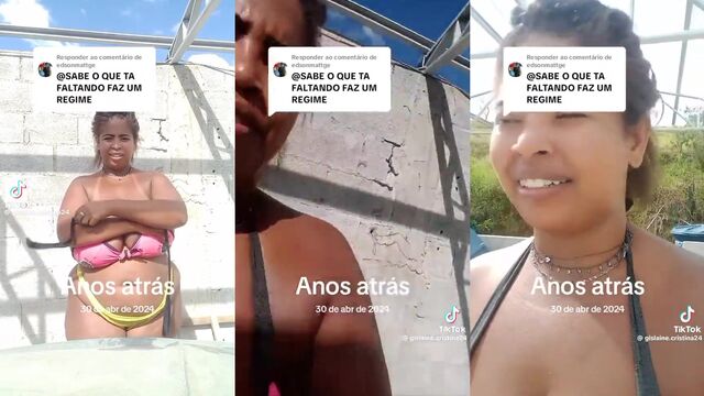 A fat woman moves her ass for likes on social media