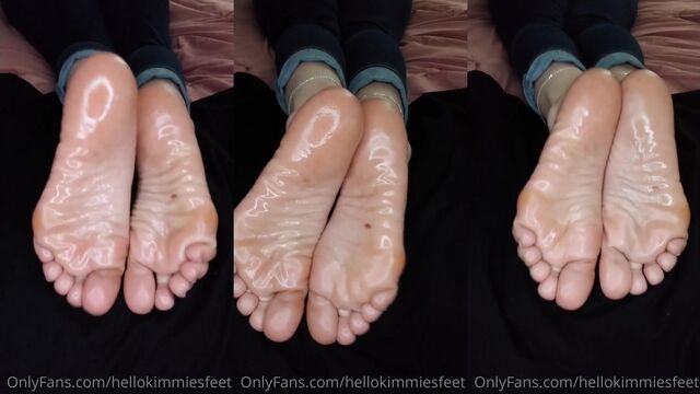 Hot Latina gives a footjob with oily soles in thicc action