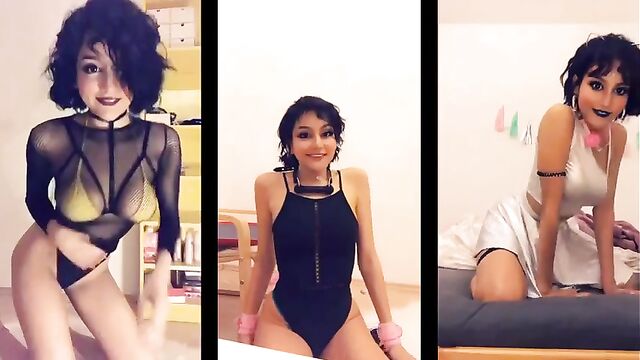 Cosplay girls in sexy costumes show their tight asses and tits