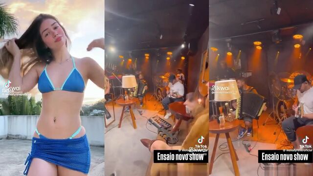 Short skirt and a little bikini dancing on TikTok and Instagram