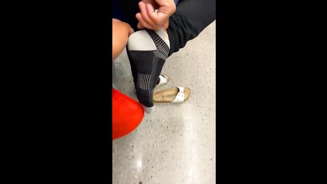 Compilation of public foot fetish with soles exposure