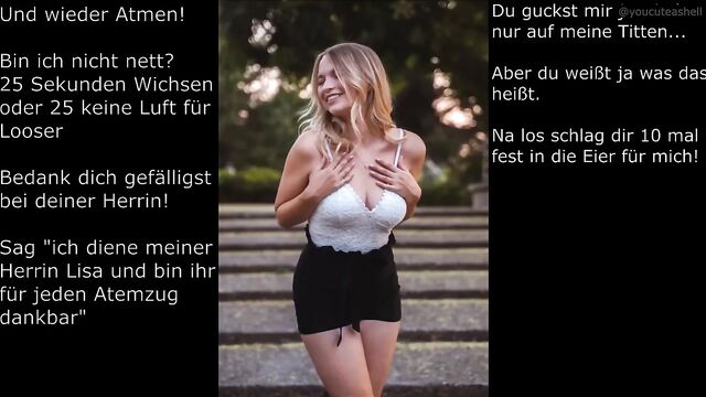 Lisa Küppers is your mistress and she plays with you! Joi, Cbt, breathplay, game