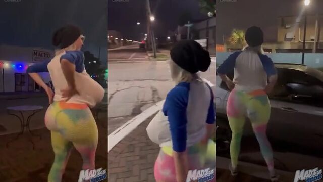 Stacked milkers Madzisstacked, shaking big boobs in public