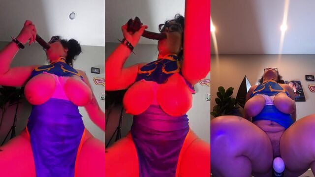 Thick Korean woman plays with her pussy and makes a mess