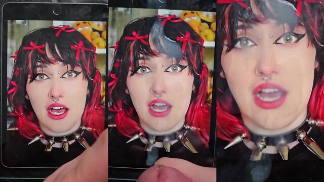 A man makes a cum tribute to his girlfriend in a special way