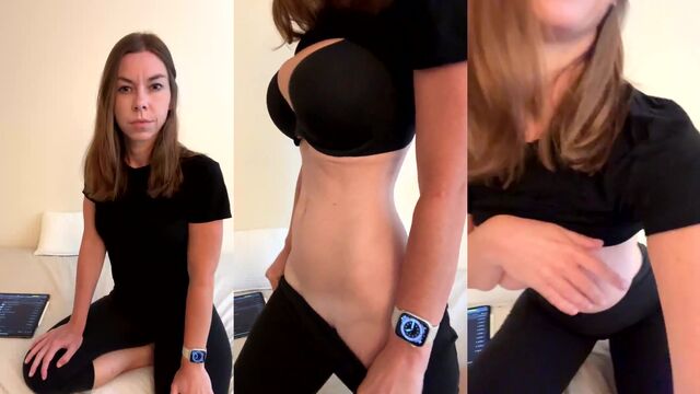A girl with a perfect slim body works as a camwhore