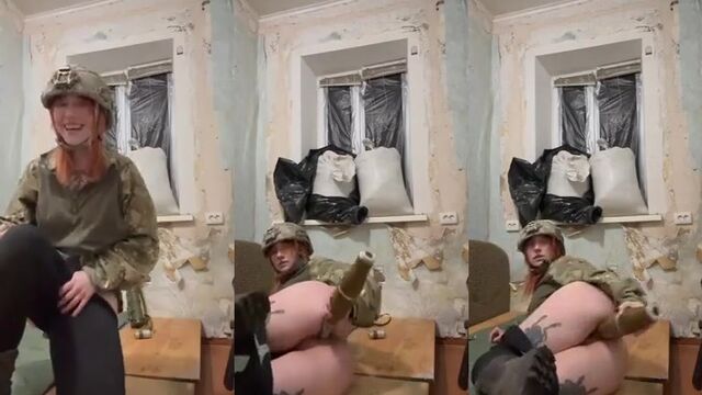 A hunk soldier demonstrates his skills to a beautiful woman