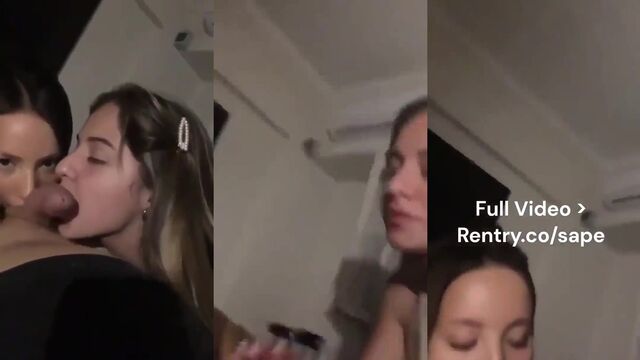 A young woman and her sister are paying for a blowjob