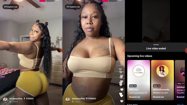 A sexy girl shows her ass on the Instagram Live broadcast