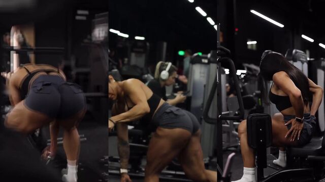 Fit girl Juliana Mota shows her body while doing gymnastics