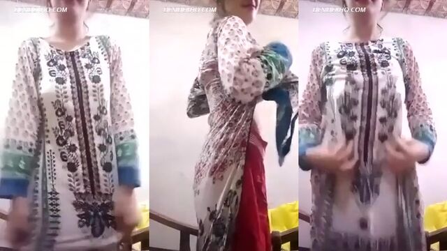 Girl with big tits playing with her boobs and masturbating