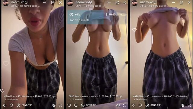 A sexy woman named Naomi has a live sex show on OnlyFans
