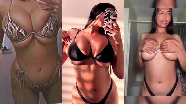 Serious underboob action with a bikini clip