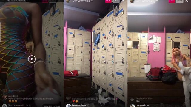 A stripper is changing clothes in the locker room