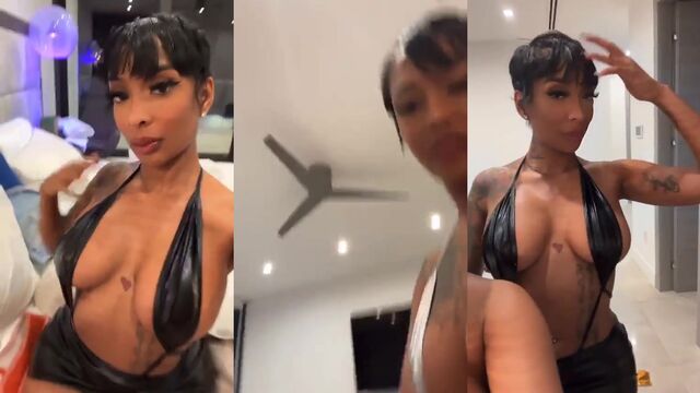 Jade and 6ix9ine make a footjob under the blanket