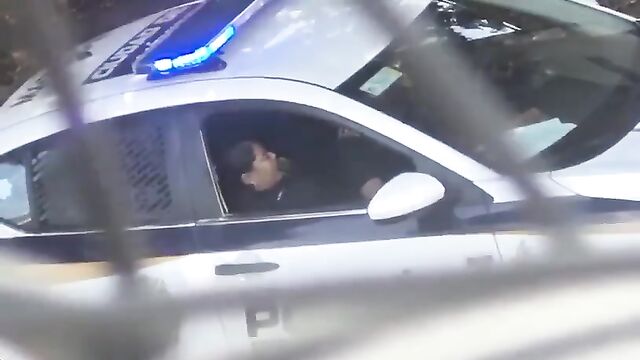 Crazy cop fingered the married woman in public place