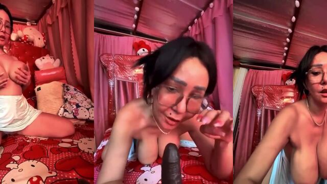 Sexy Asian MILF plays with her favorite dildo in a solo session