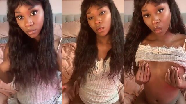 Hot ebony trans girl Vanniall masturbates her huge cock until cumming