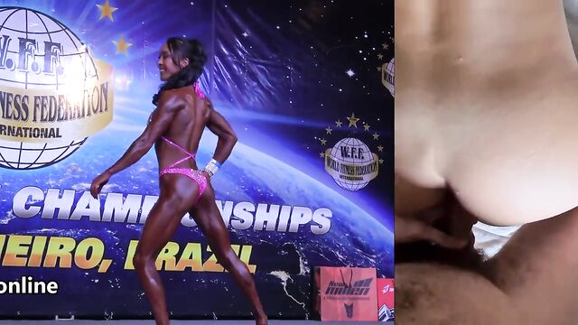 Muscle MILF does pull ups while riding cock