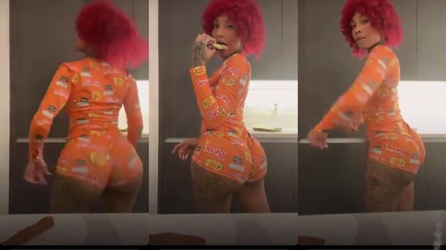 The rapper got his long cock covered with oil and paint